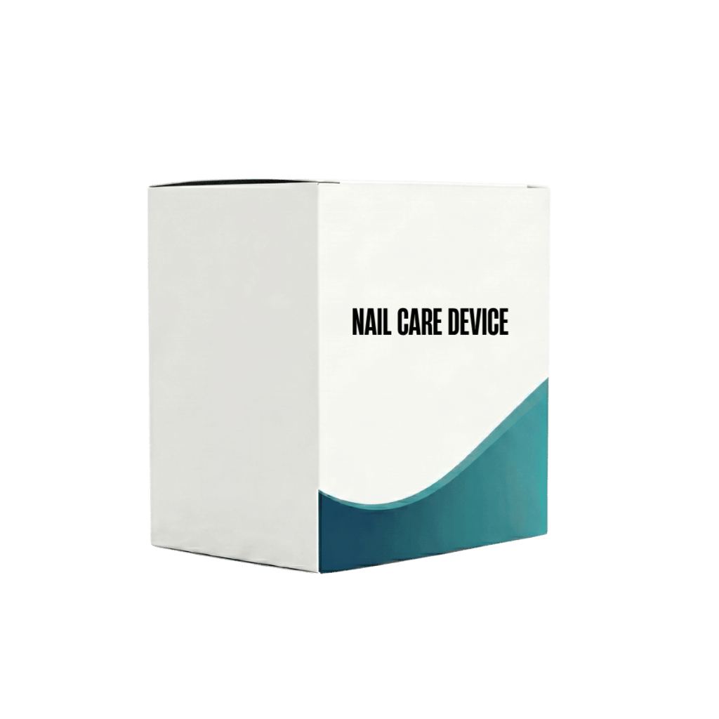 Packaging of Nail Care Device in a modern design, showcasing its sleek and stylish appearance.