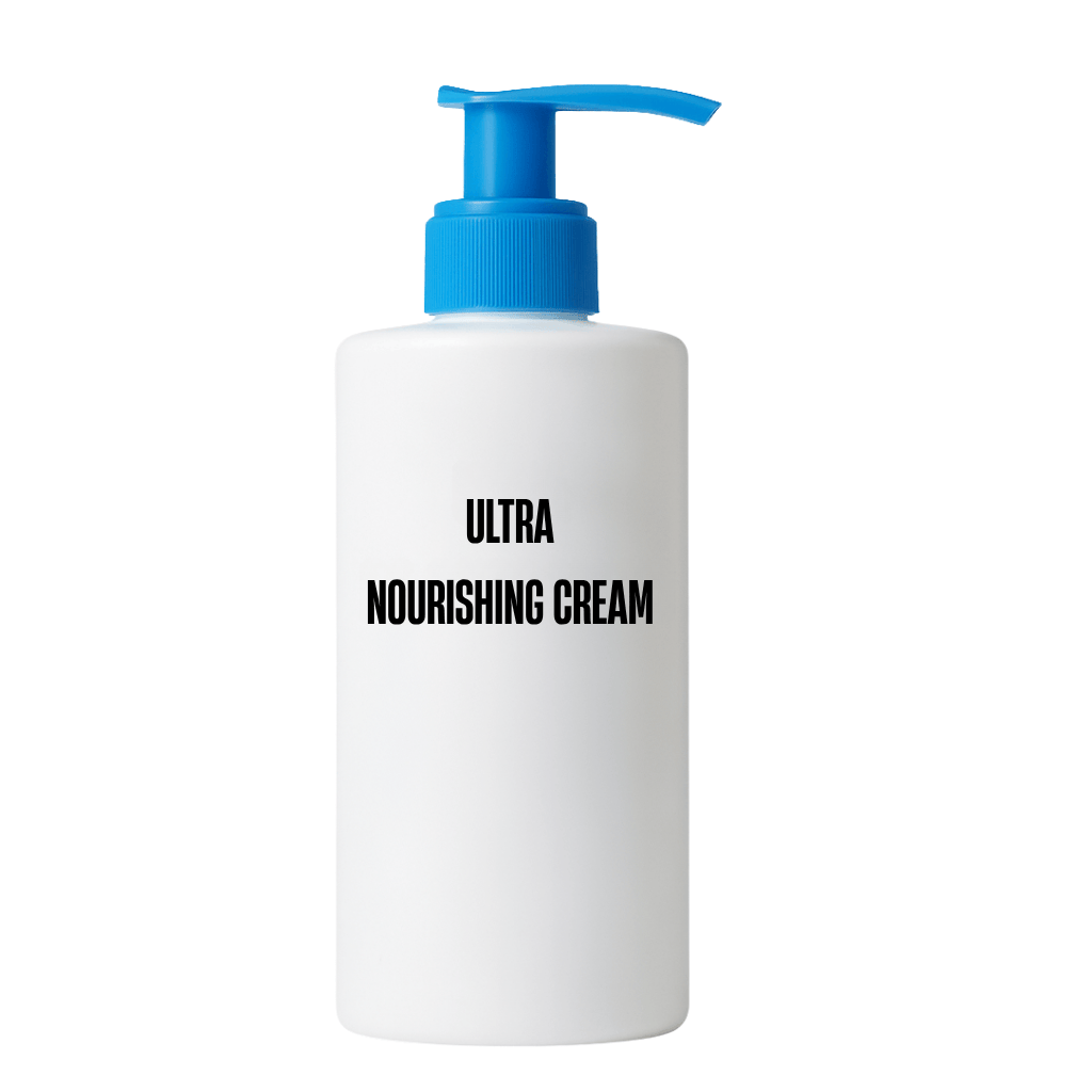 Ultimate Nourishing Cream in a bottle with pump, designed for smooth, well-nourished skin.