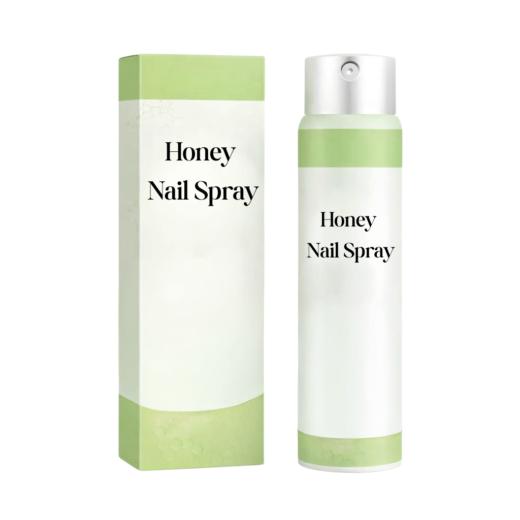 Honey Nail Spray bottle and packaging, designed for smooth and glossy nail care.