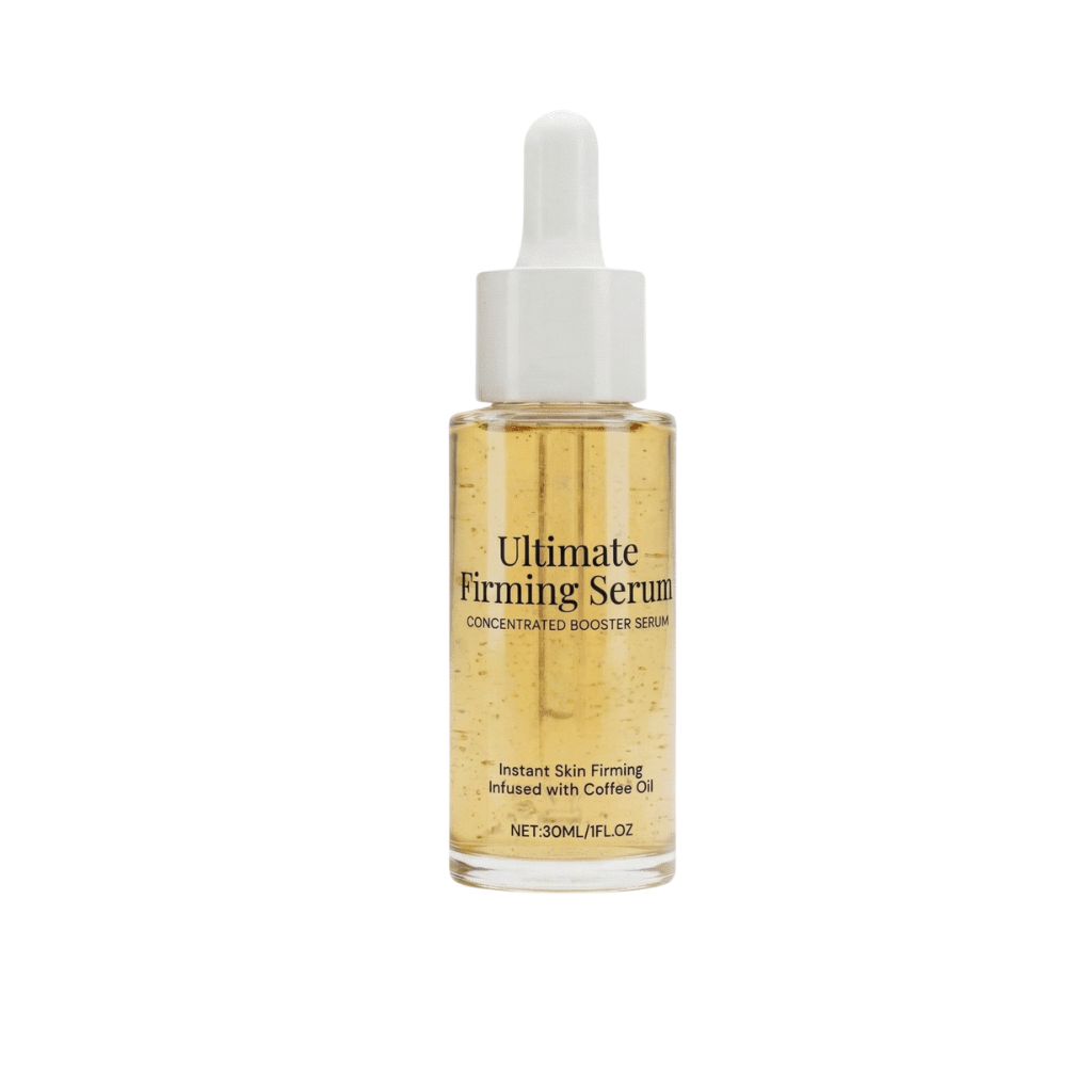 Ultimate Firming Serum bottle showcasing a concentrated booster serum for smoother, radiant skin.