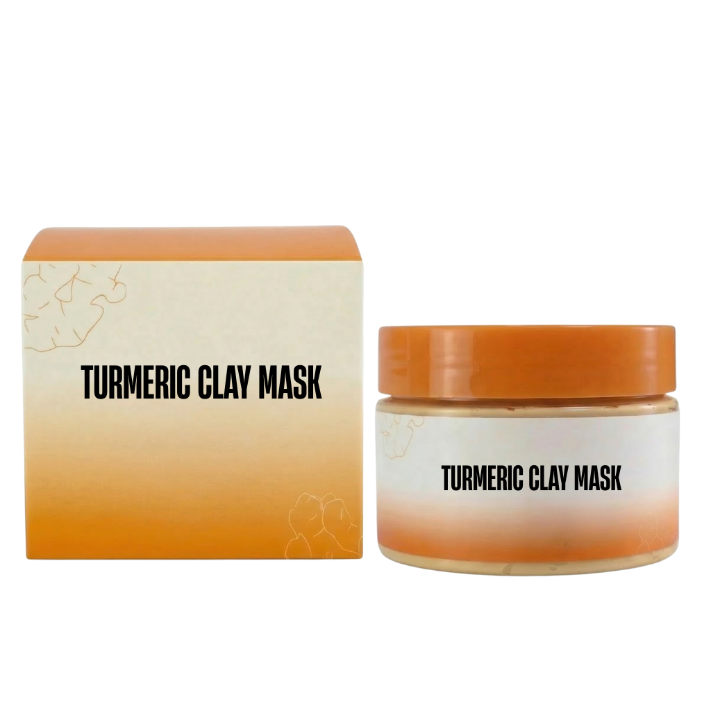 Turmeric Clay Mask product packaging and jar for skin refreshing and rejuvenation.