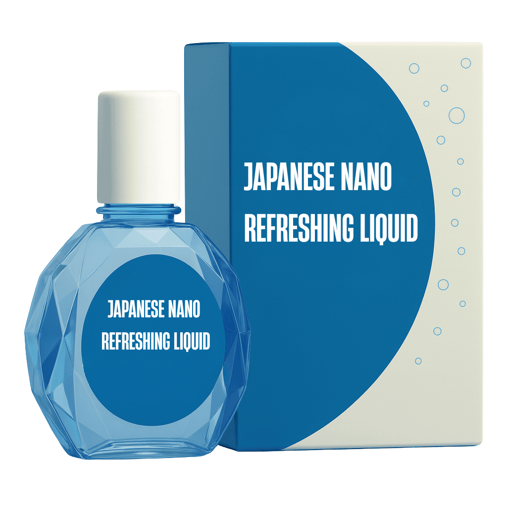 Japanese Nano Refreshing Liquid bottle and packaging showcasing its lightweight beauty formula for radiant skin.