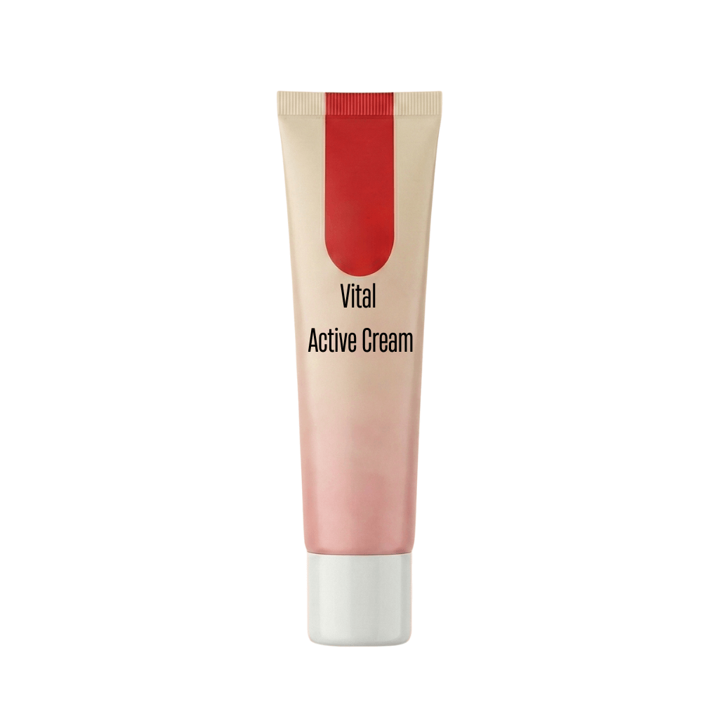 A tube of Vital Active Cream showcasing its lightweight texture for smooth and hydrated skin.