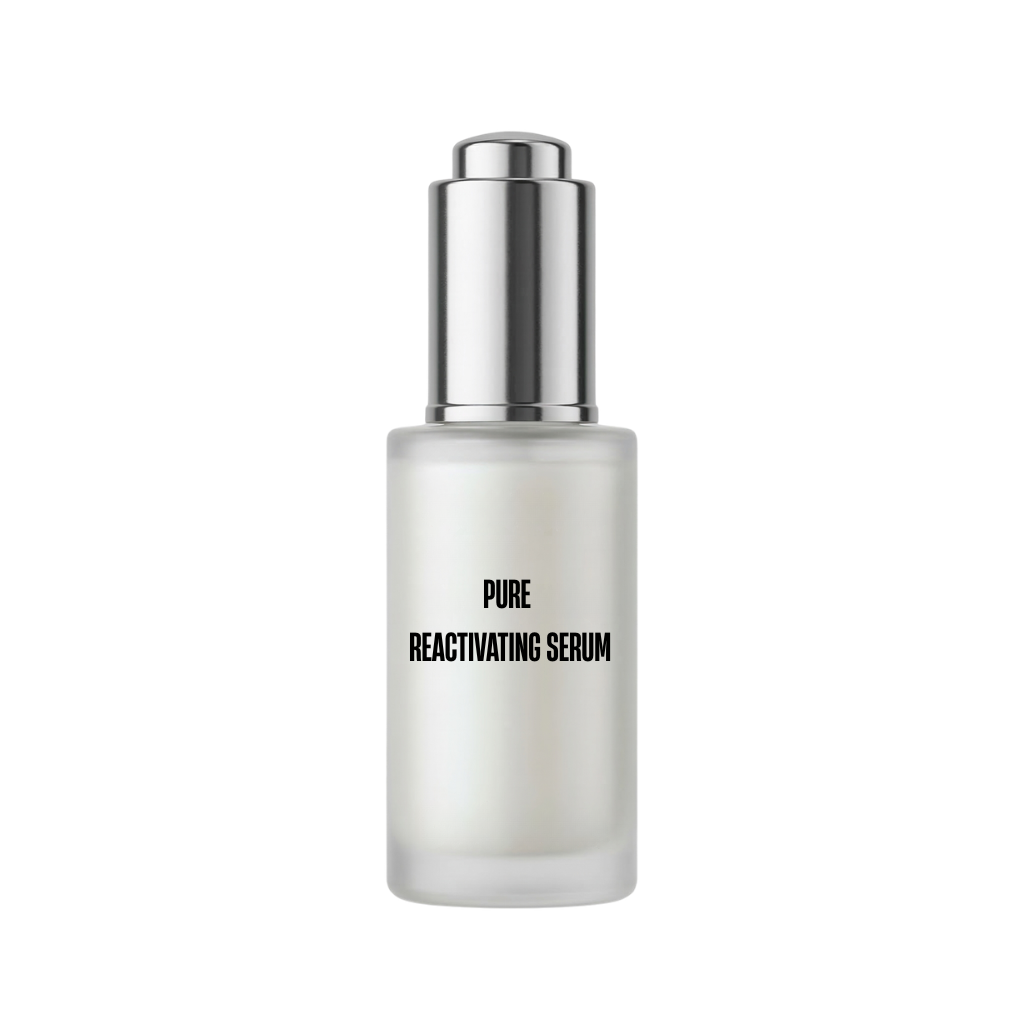 Pure Reactivating Serum in a sleek glass bottle for refreshed and radiant skin.