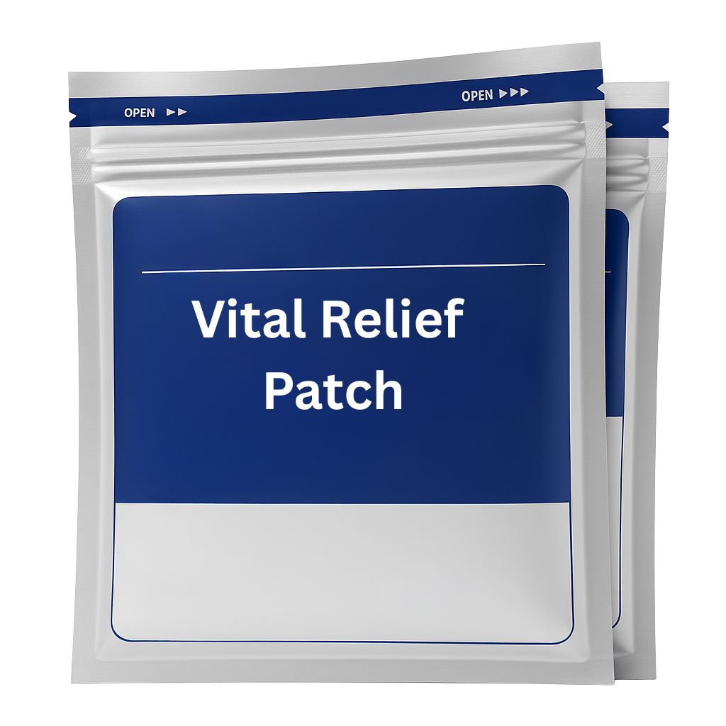 Vital Relief Patch packaging showing lightweight skincare solution for a polished appearance.