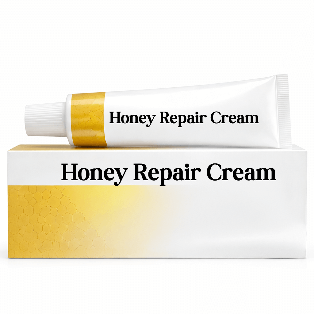 Elite Honey Repair Cream tube and box, promoting smoother-looking skin and a soft, comforting feel.