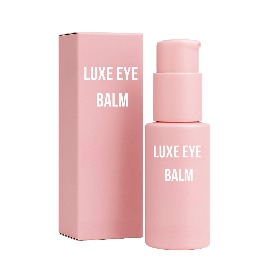 Luxe Eye Balm skincare product in pink packaging, designed for a natural, radiant complexion.