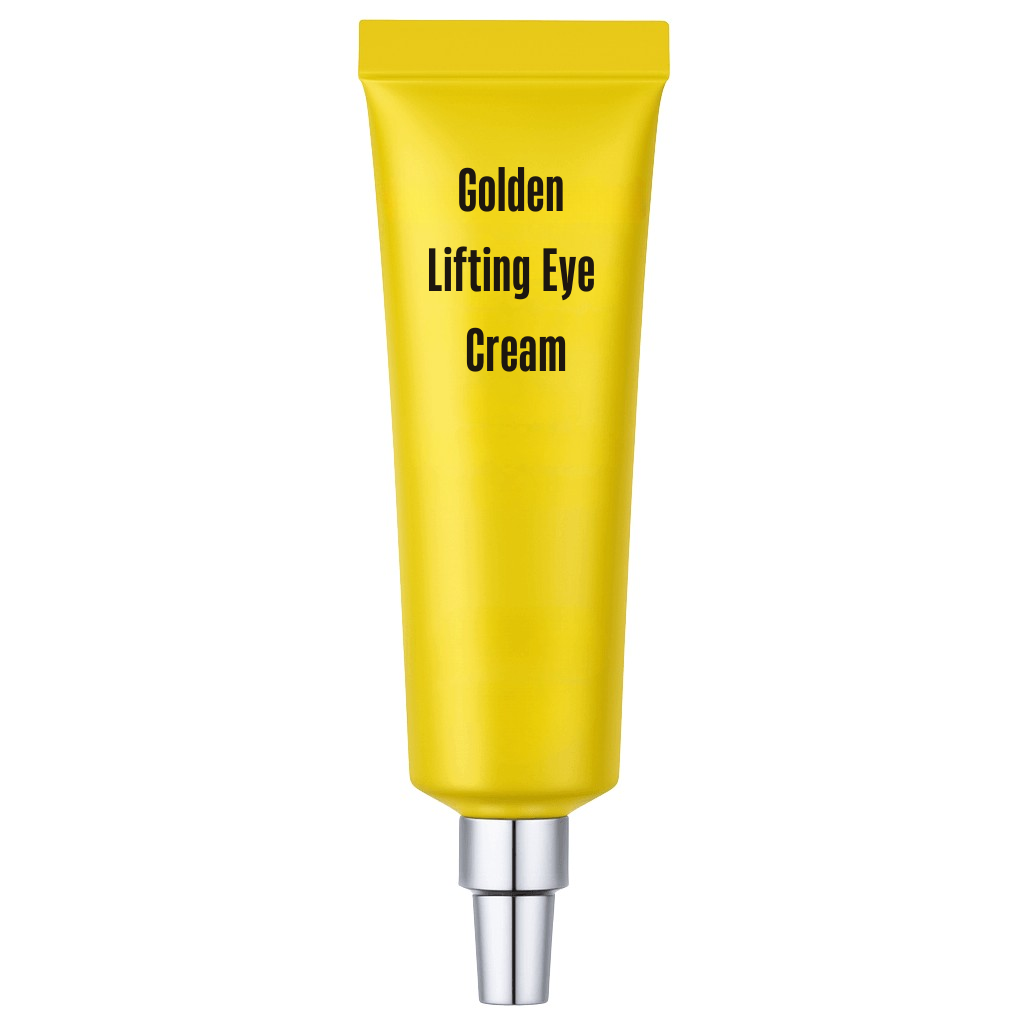 Golden Lifting Eye Cream tube in vibrant yellow, designed for refreshing and enhancing delicate skin.