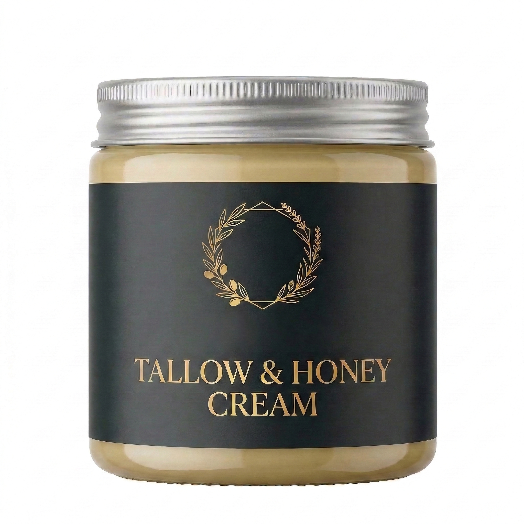 Tallow & Honey Cream in a stylish jar, perfect for moisturizing and supporting a smooth complexion.