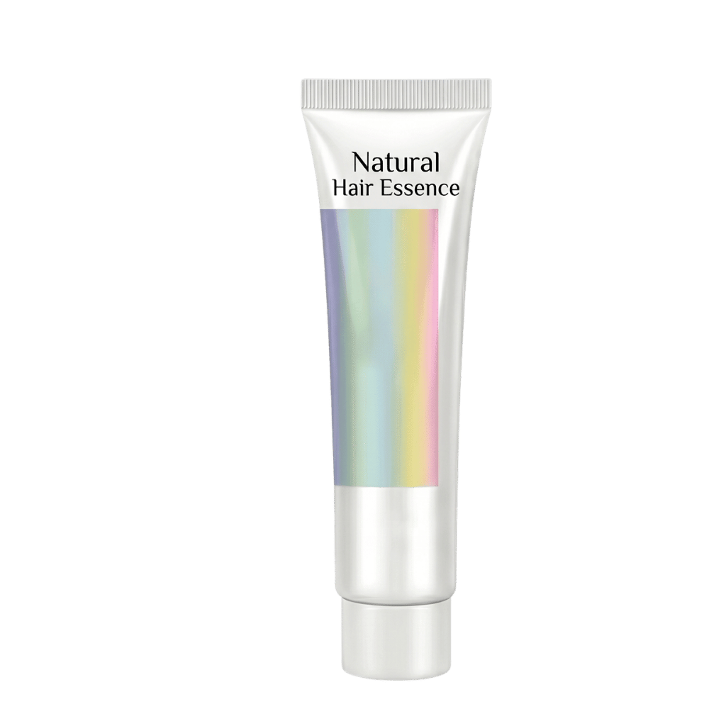 Natural Hair Essence tube for shiny, vibrant hair with a polished finish.