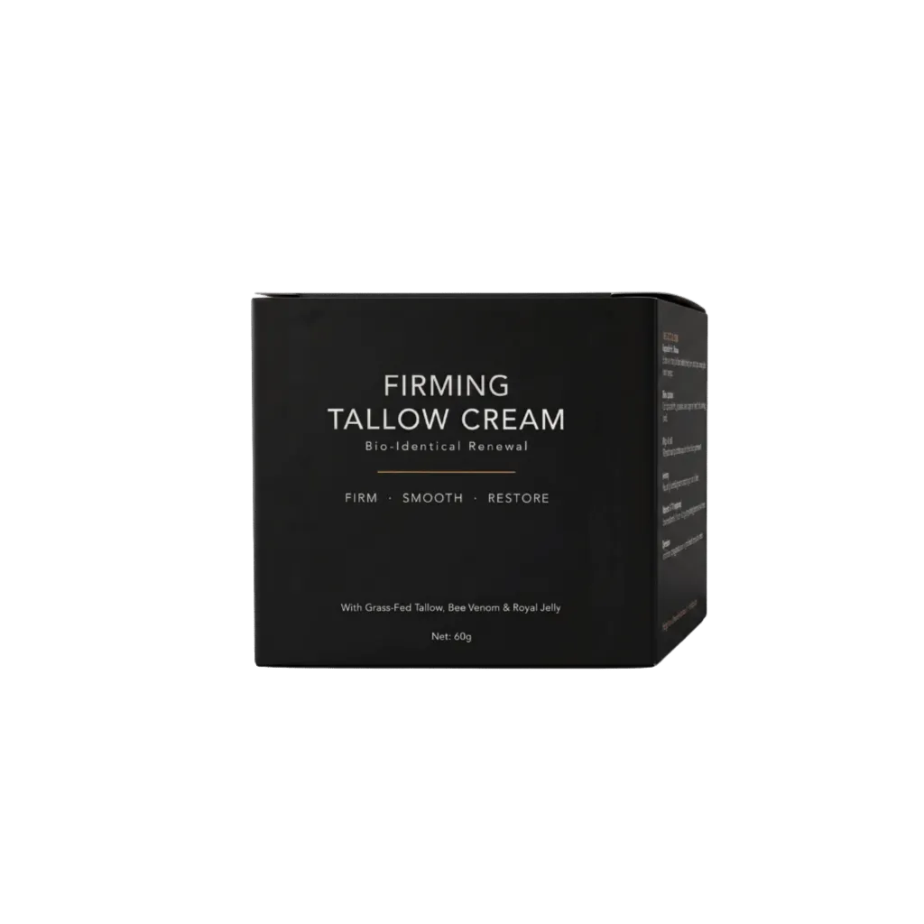 Packaging of Firming Tallow Cream highlighting its ingredients and benefits for skin firming and rejuvenation.