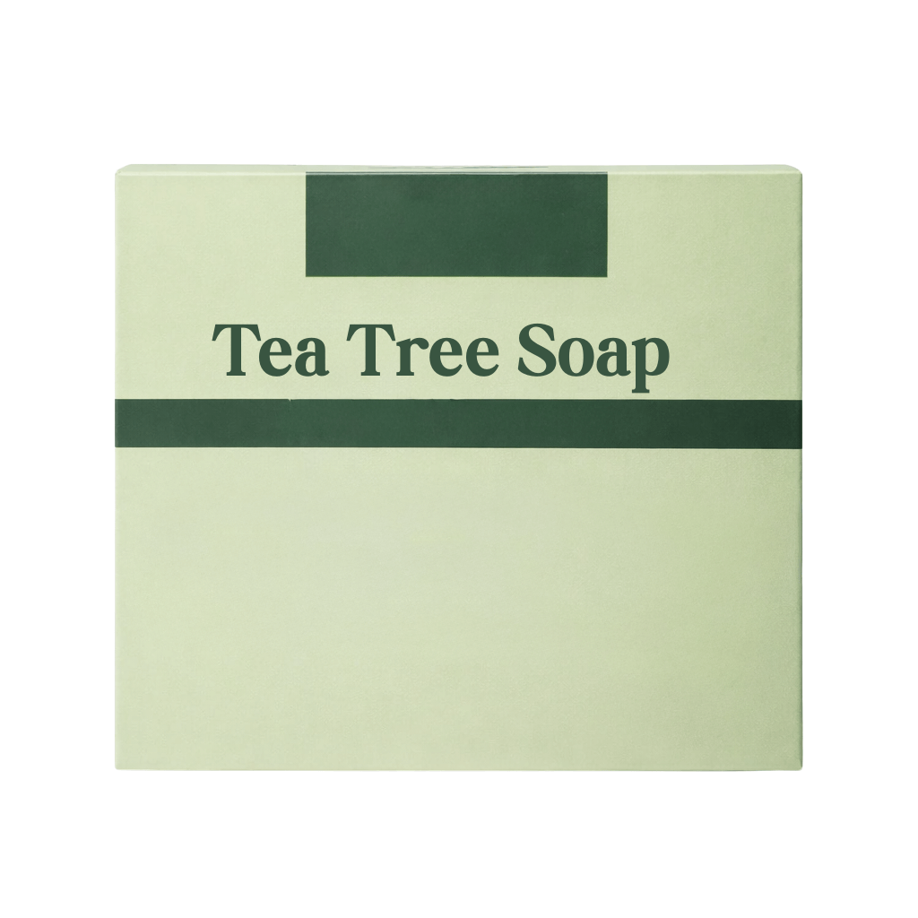 Tea Tree Soap bar packaging designed for gentle cleansing and skincare routines.