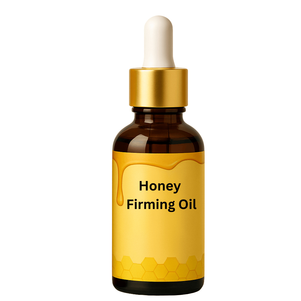Honey Firming Oil bottle featuring a sleek design with a dropper for easy application.
