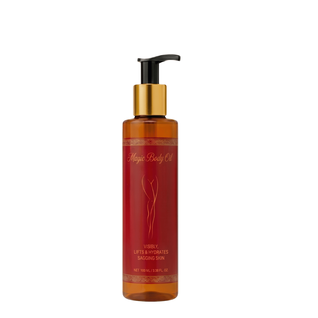 Ultra Body Oil in a sleek bottle, designed to lift and hydrate sagging skin, 100 ml size.