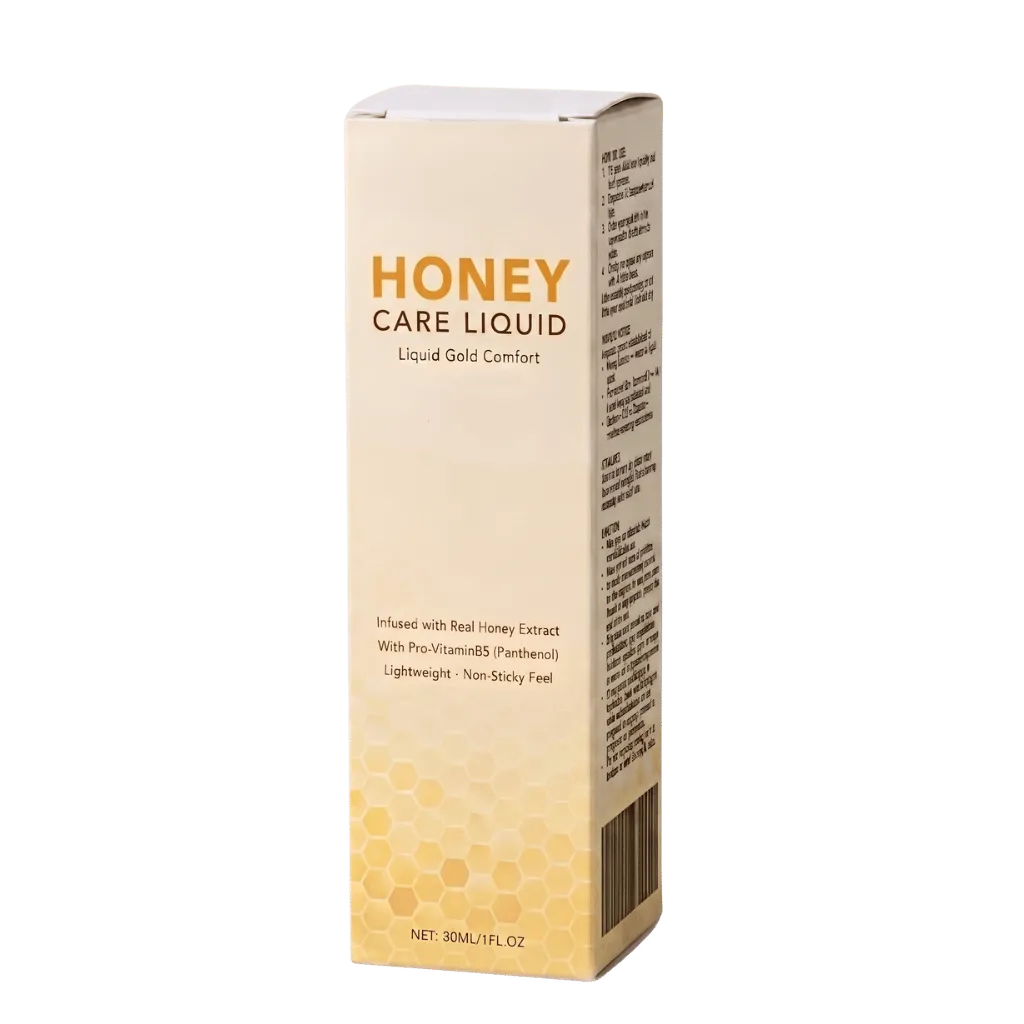Honey Care Liquid packaging, showcasing lightweight moisturizing beauty care with real honey extract.