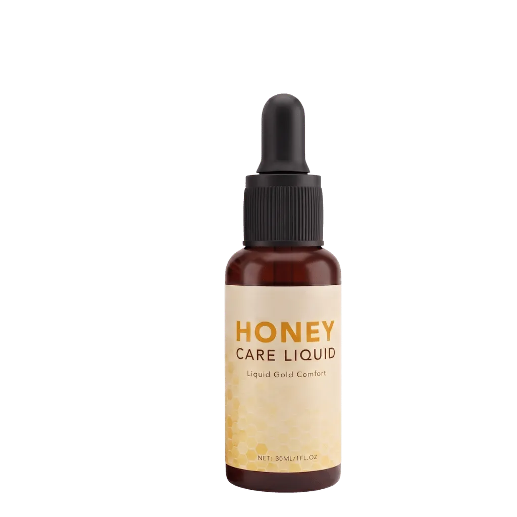 Honey Care Liquid bottle designed for moisturizing and nourishing the skin with a silky texture.