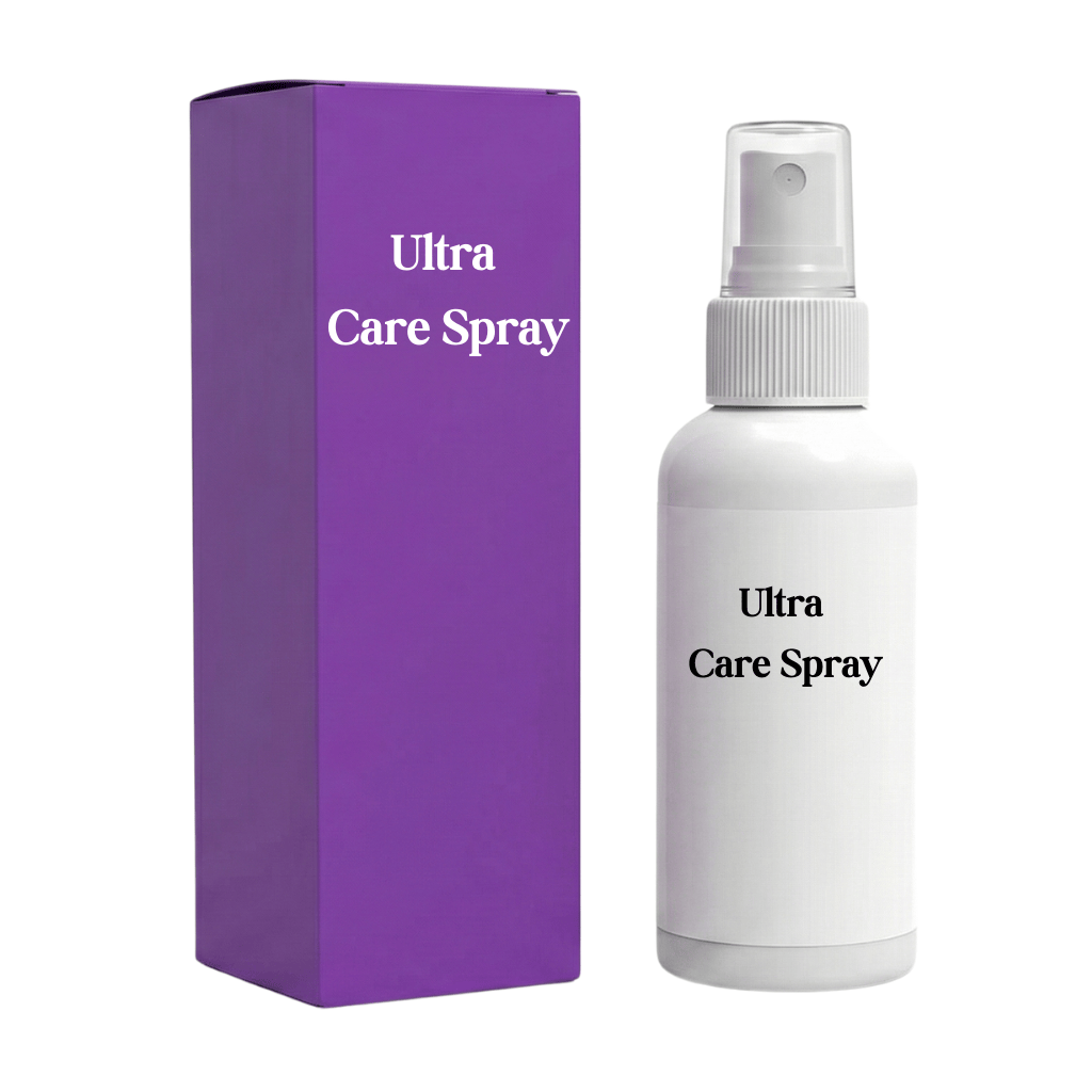 Ultra Care Spray bottle and packaging for pet grooming, keeps coats clean and soft between baths.