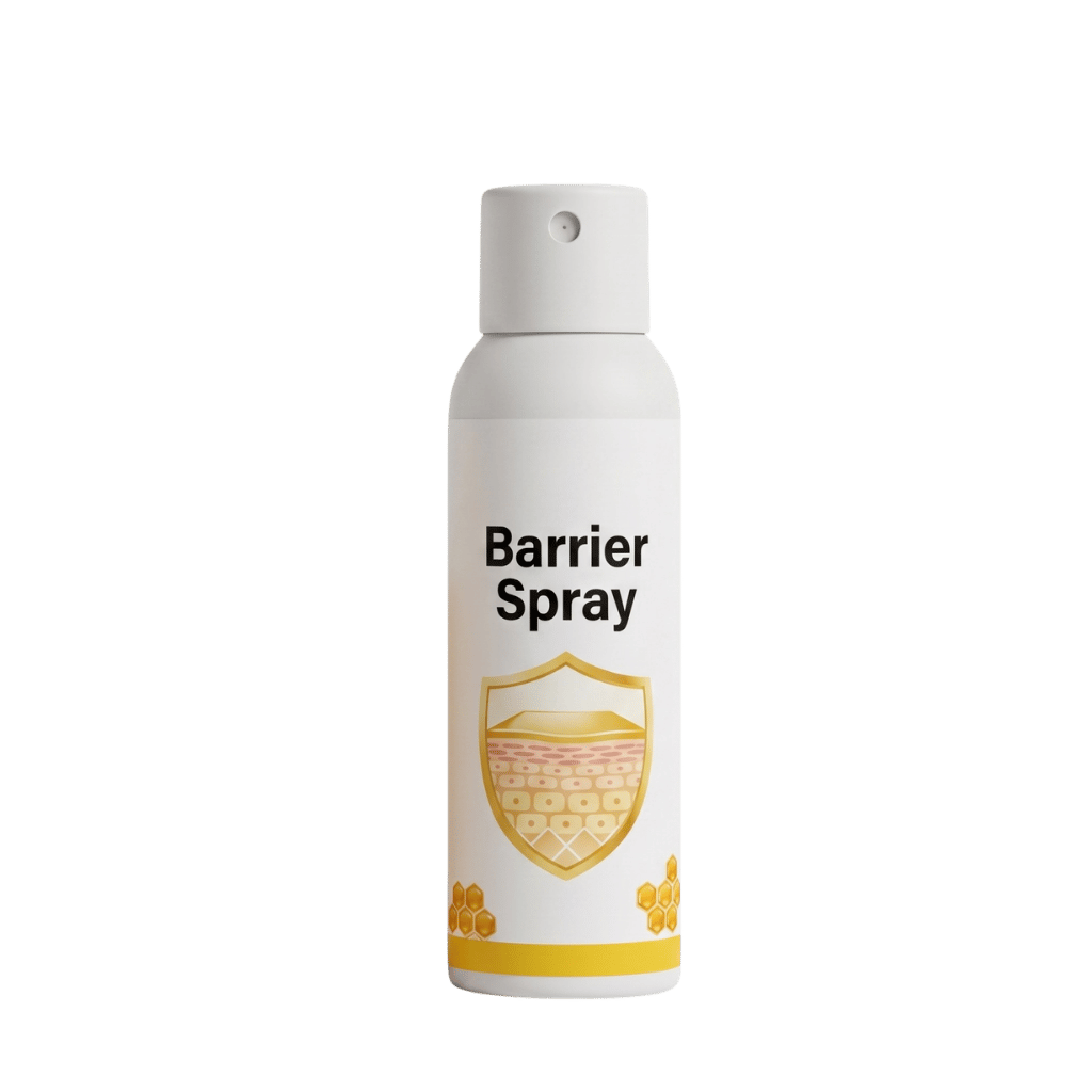 A bottle of Barrier Spray with a moisturizing mist for skin hydration and moisture barrier support.
