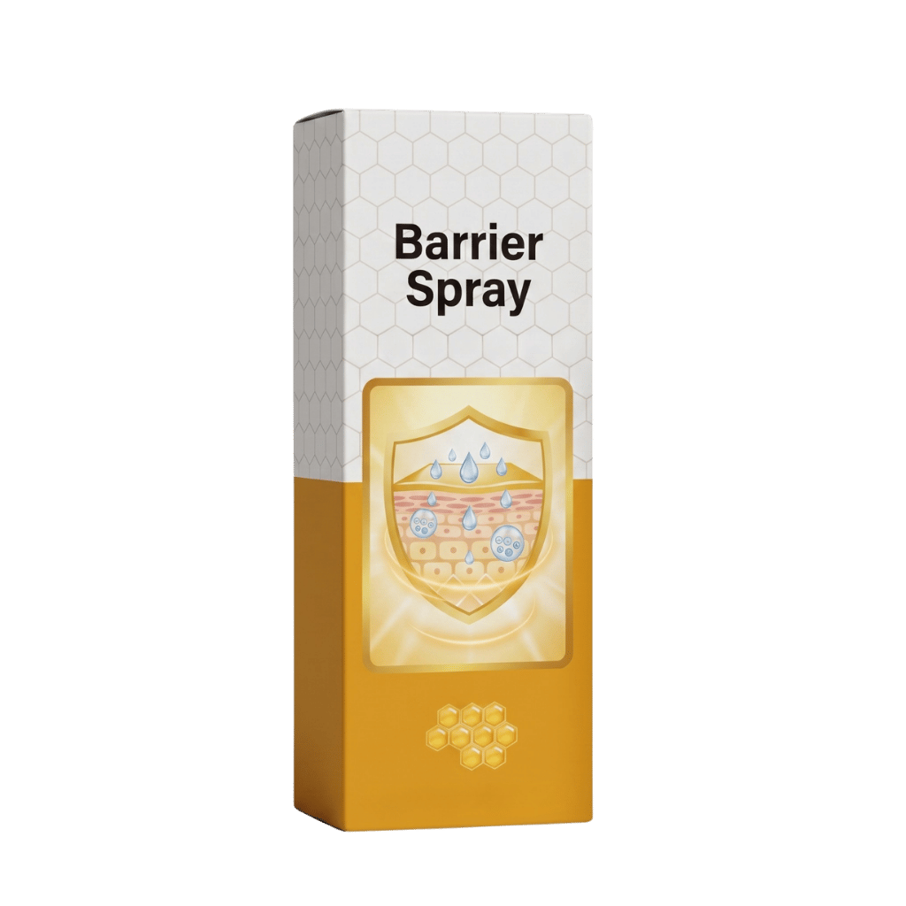 Barrier Spray packaging designed to replenish dry skin and enhance moisture barrier support.