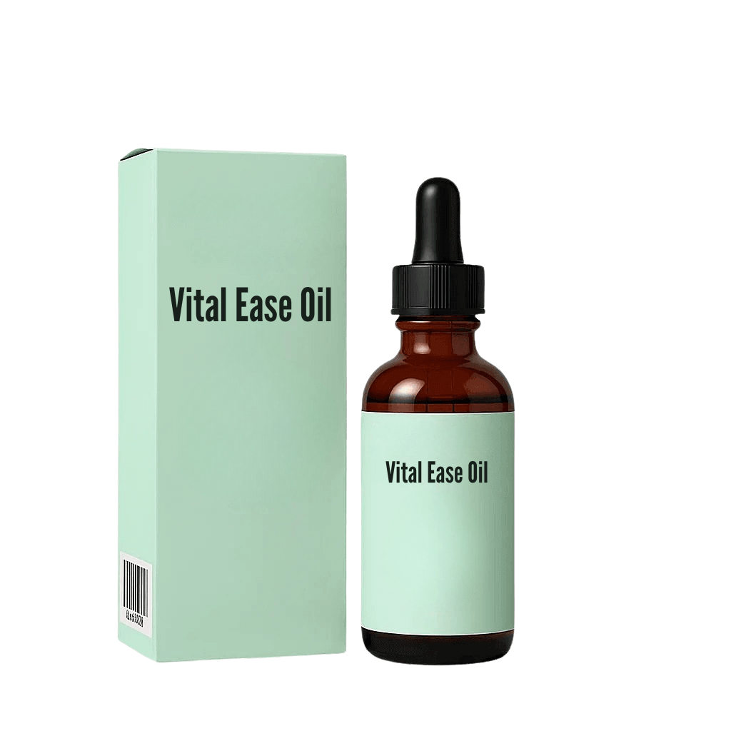 Vital Ease Oil bottle with packaging showcasing the luxurious beauty oil for radiant skin and hair.