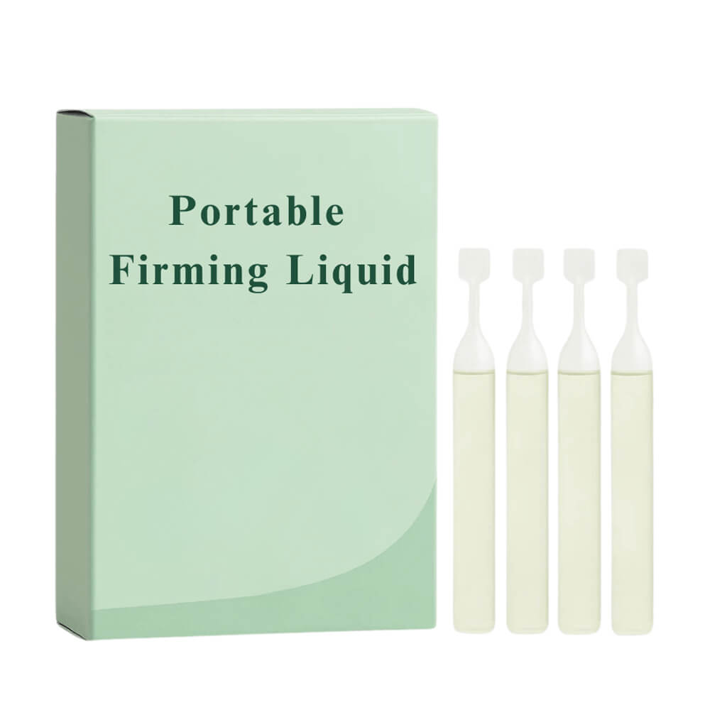 Portable Firming Liquid packaging with four ampoules, travel-friendly skincare essential for a smooth complexion.