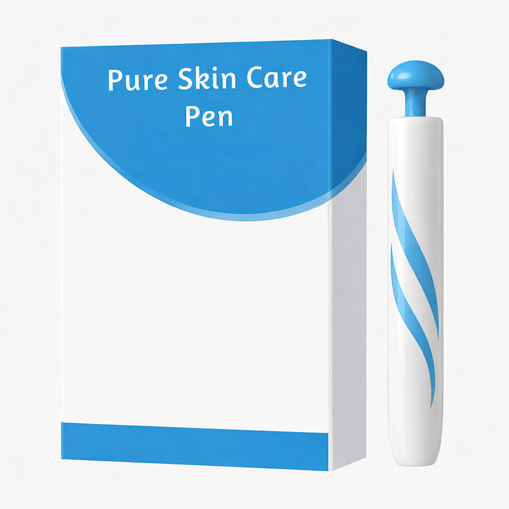 Pure Skin Care Pen packaging and product, showcasing a gentle skincare tool for smoother, clearer skin.