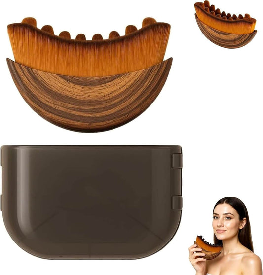 Revibe Zen Contour Sculpting Brush with premium synthetic bristles and case for facial contouring and massage.