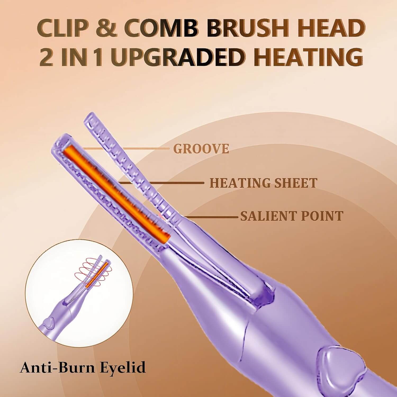 Revibe Zen Heated Lash Curler with clip and comb brush head, upgraded heating for effortless beauty and flawless lashes.
