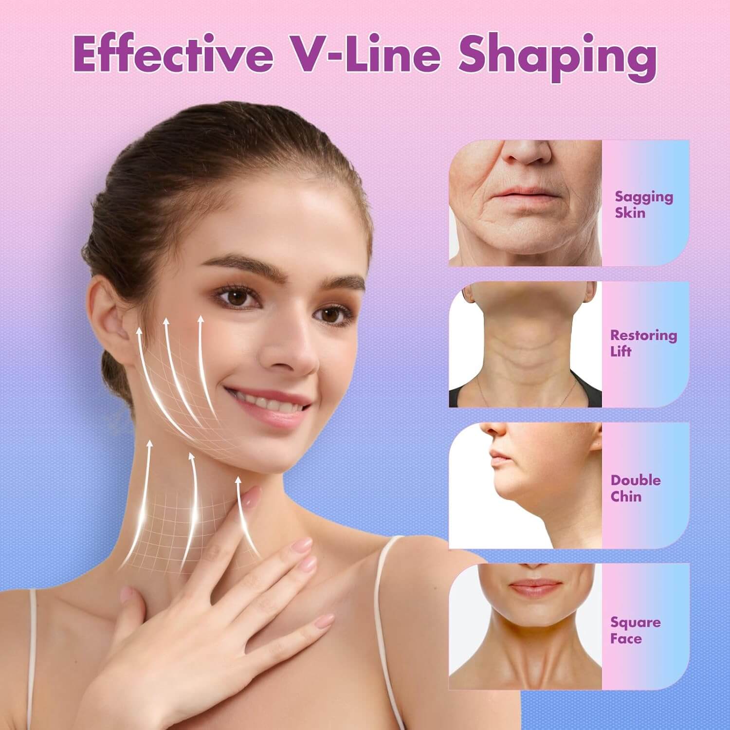 Effective V-Line shaping with Revibe Zen Lifting Face Strap for sagging skin and restoring lift.