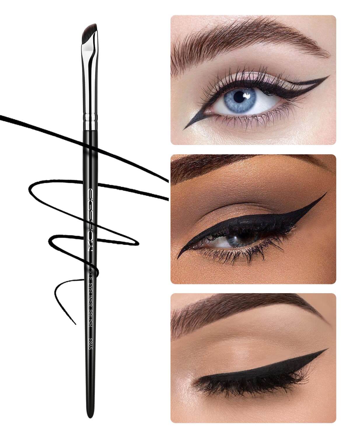 Revibe Zen Precision Angled Brush for flawless eyeliner and brow definition, featuring angled bristles for precision makeup application.