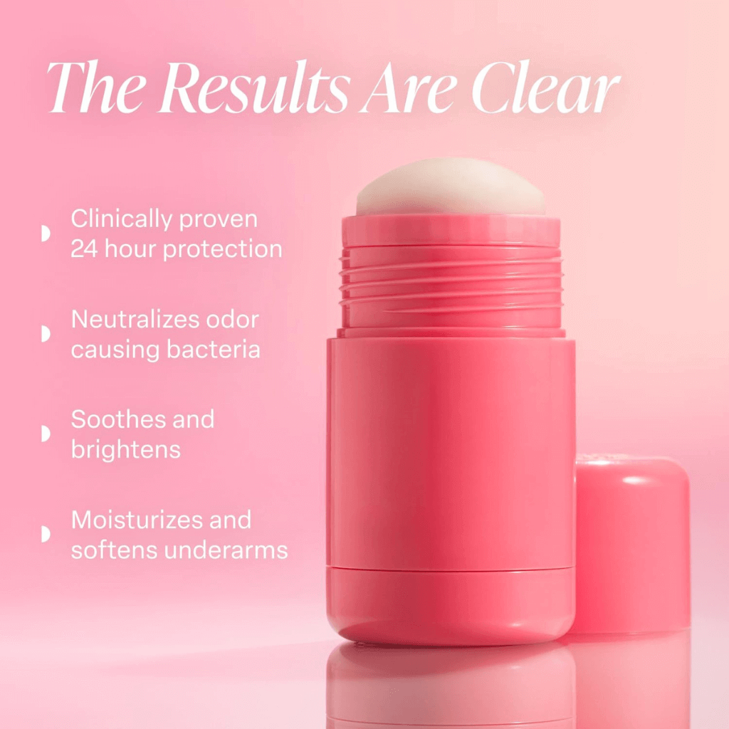 Revibe Zen Refreshing Deodorant shown in a pink container with claims of odor-neutralizing and soothing benefits.