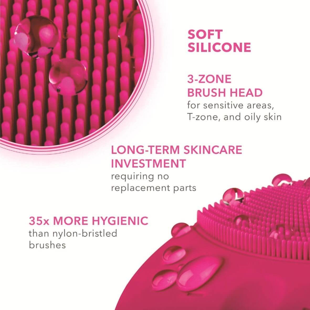 Revibe Zen – Silicone Facial Cleansing Brush features soft silicone, 3-zone brush head, and long-term skincare investment.