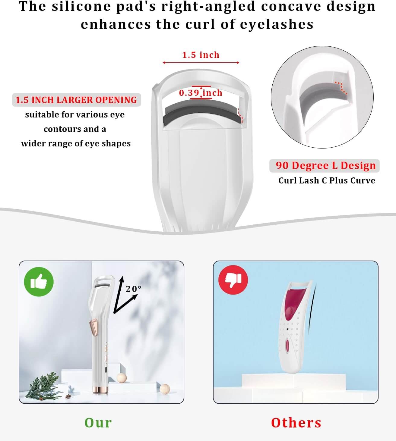 Revibe Zen CoolLift Eye & Face Wand showcasing silicone pad's design for enhancing eyelash curl.
